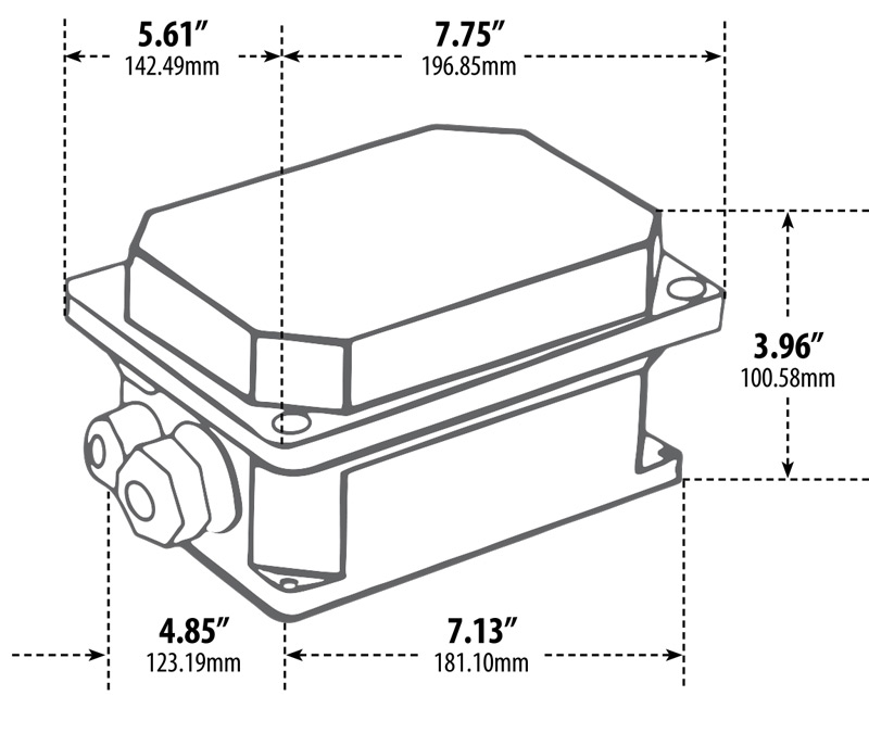LV-DB Cast Aluminum In Ground Ballast Box Dimensions Diagram