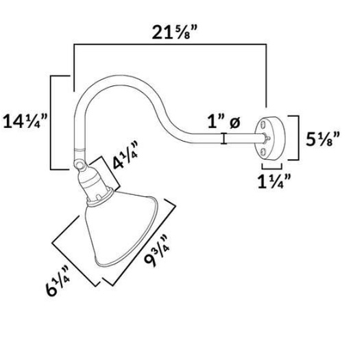 AQDXLS-930 Gooseneck Sign Light Dimensions Diagram