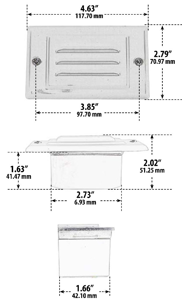 DSL-LED1200 120V LED Recessed Step Light Dimensions Diagram