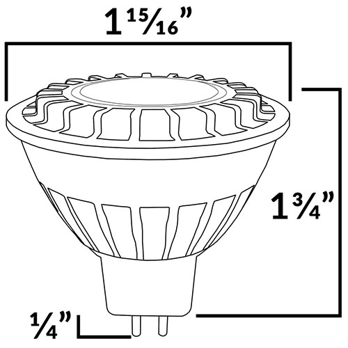 LEDB16 LED Light Bulb Dimensions Diagram