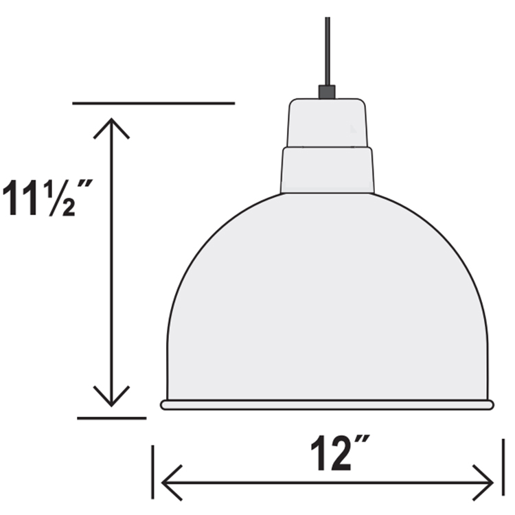 R Series 12 Inch Hanging Wide Dome Pendant Light