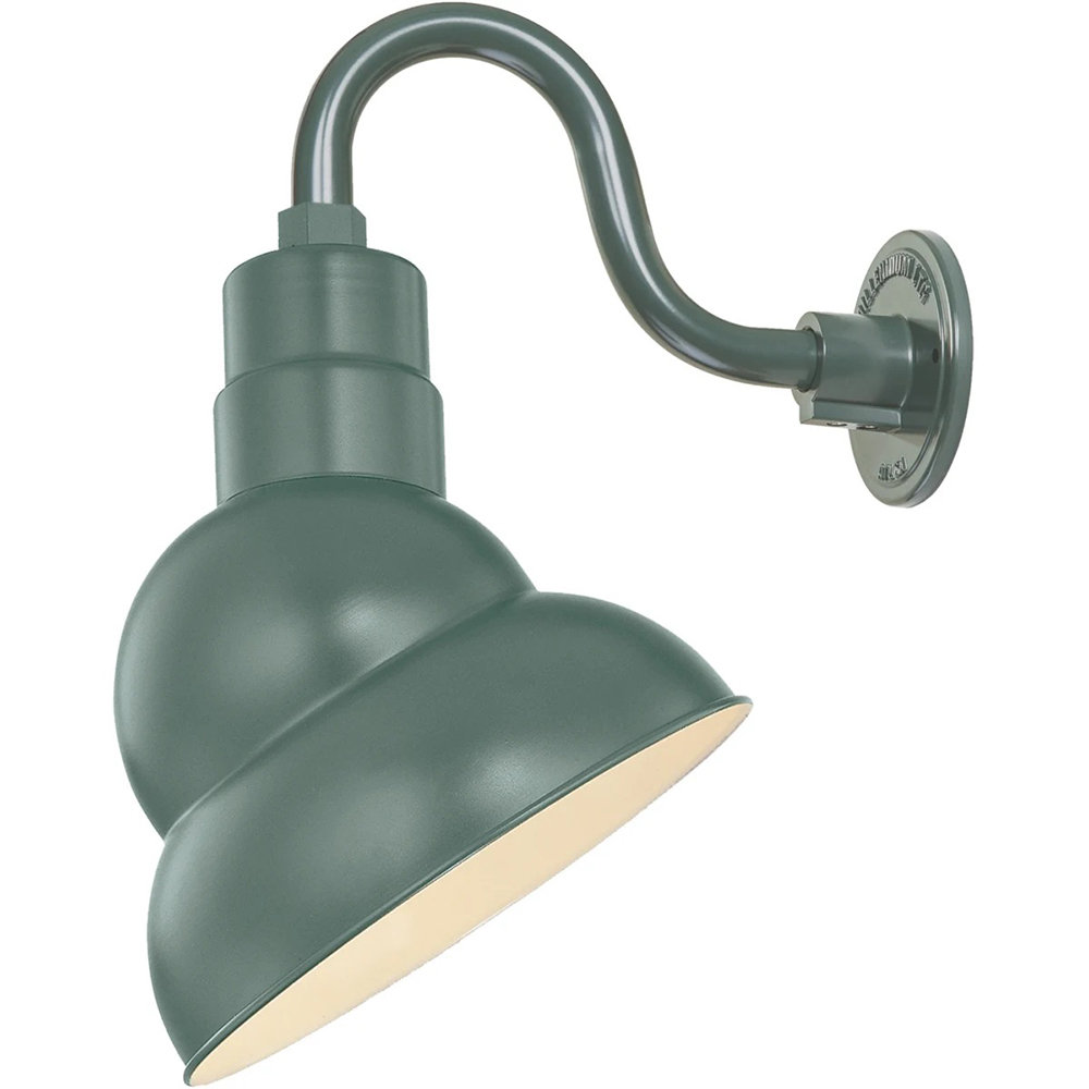 Satin Green Goosneck Emblem Shade Outdoor Yard Satin Green Gooseneck Light Fixture