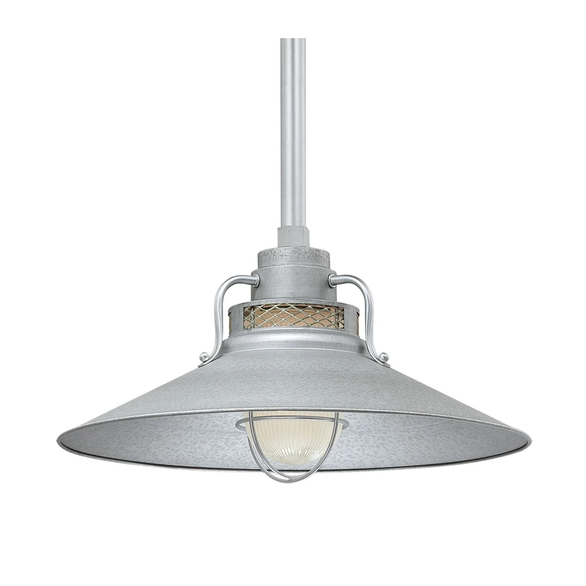 Galvanized Railroad Style Shade with Ceiling Stem Mount