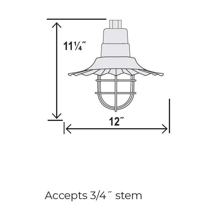 Small Radial Wave Style Pendant Dimensions