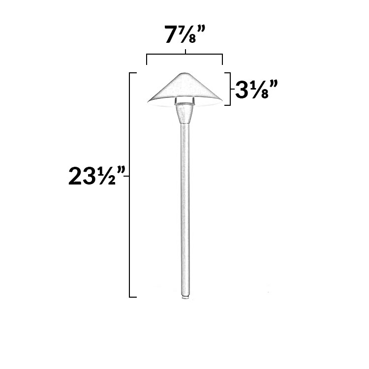 LED Brass Pathway Light LED-PALD-SH06 Dimensions