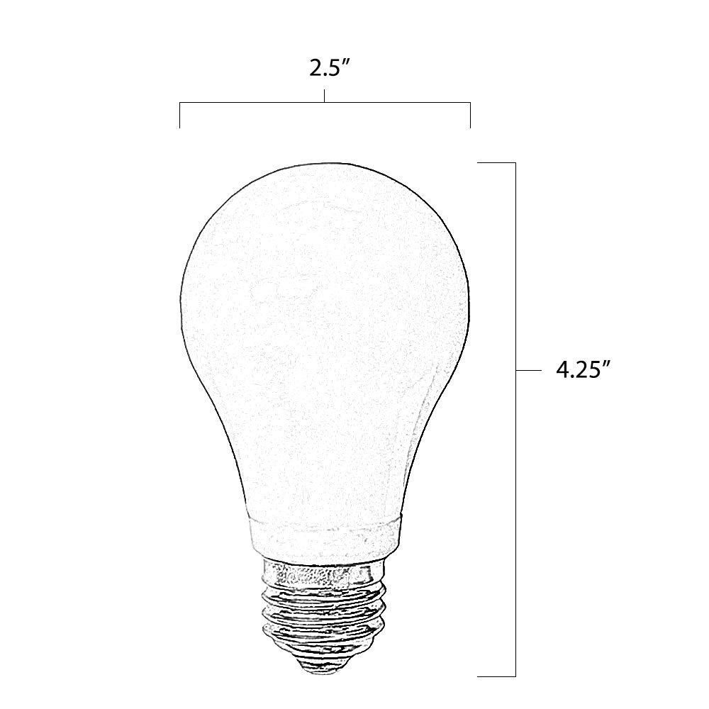 Dimmable LED Cool White A19 Light Bulb Dimensions