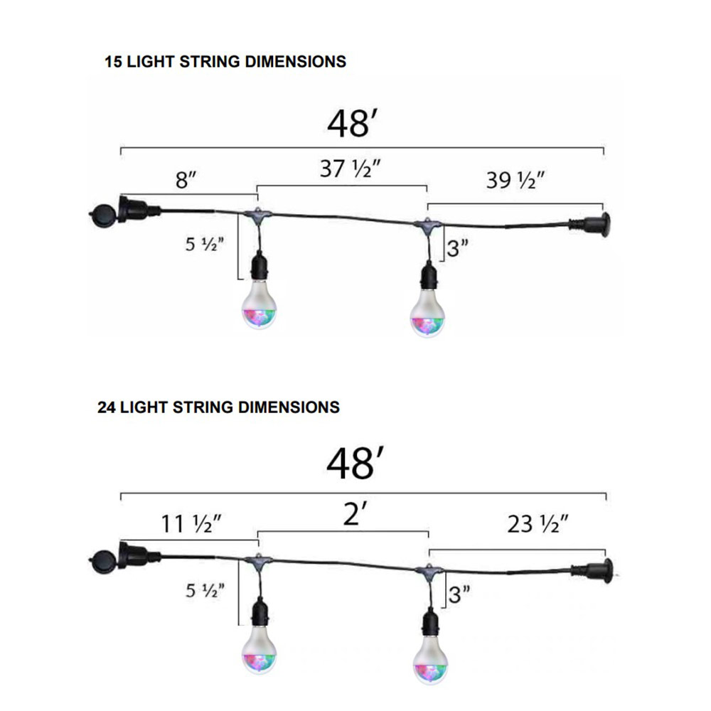 Disco String Light Dimensions