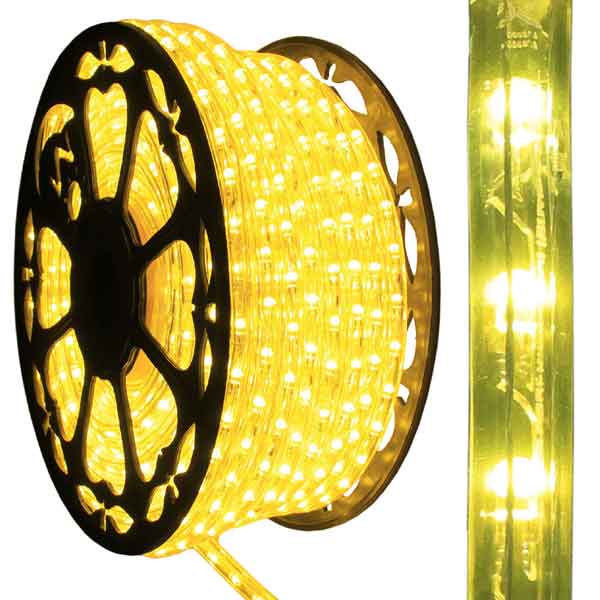 Dimmable LED Yellow Rope Light 150ft Spool AQLighting
